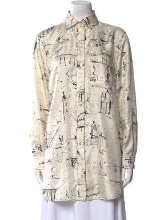 Burberry Silk Printed Button-Up Top