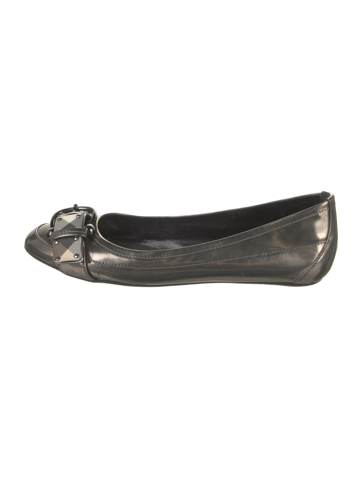 Burberry House Check Pattern Patent Leather Ballet Flats