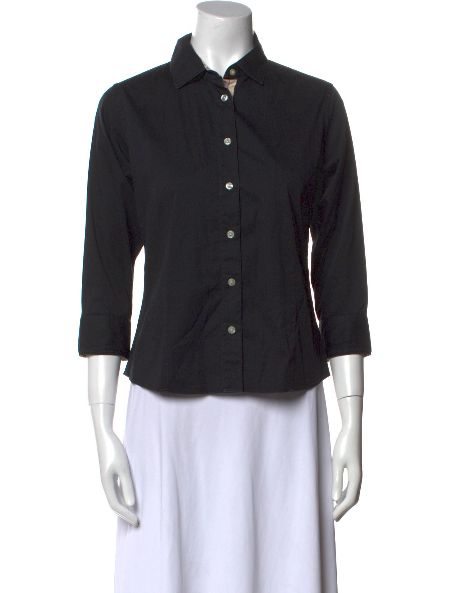 Burberry Three-Quarter Sleeve Button-Up Top