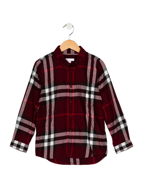 Burberry Boys' Casual Patterned Long Sleeve Shirt