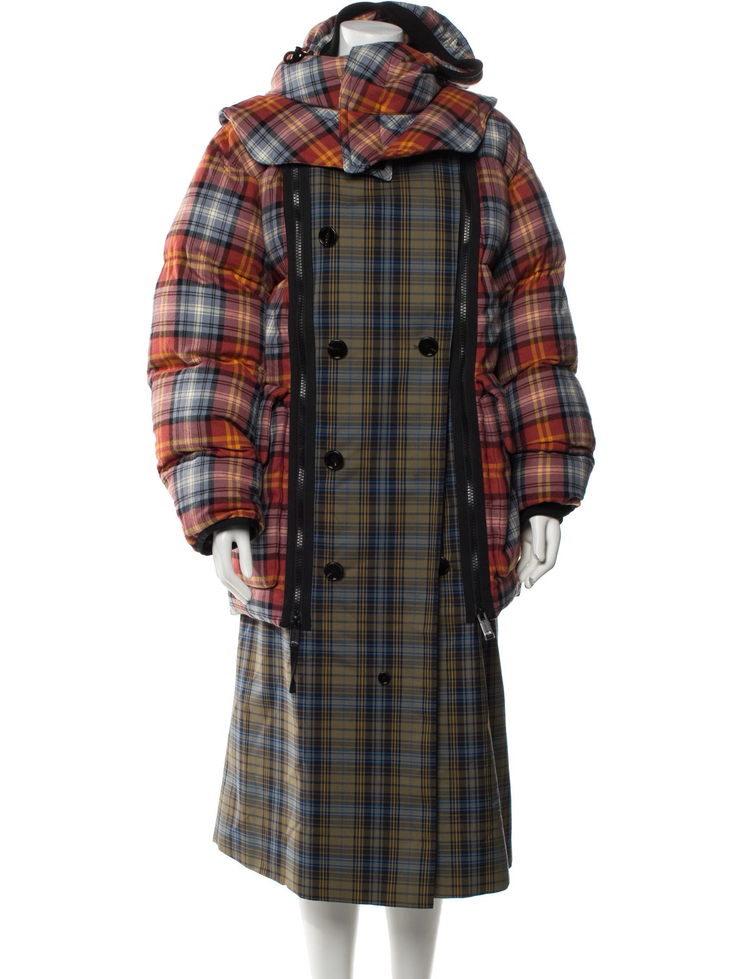 Burberry Plaid Print Down Coat