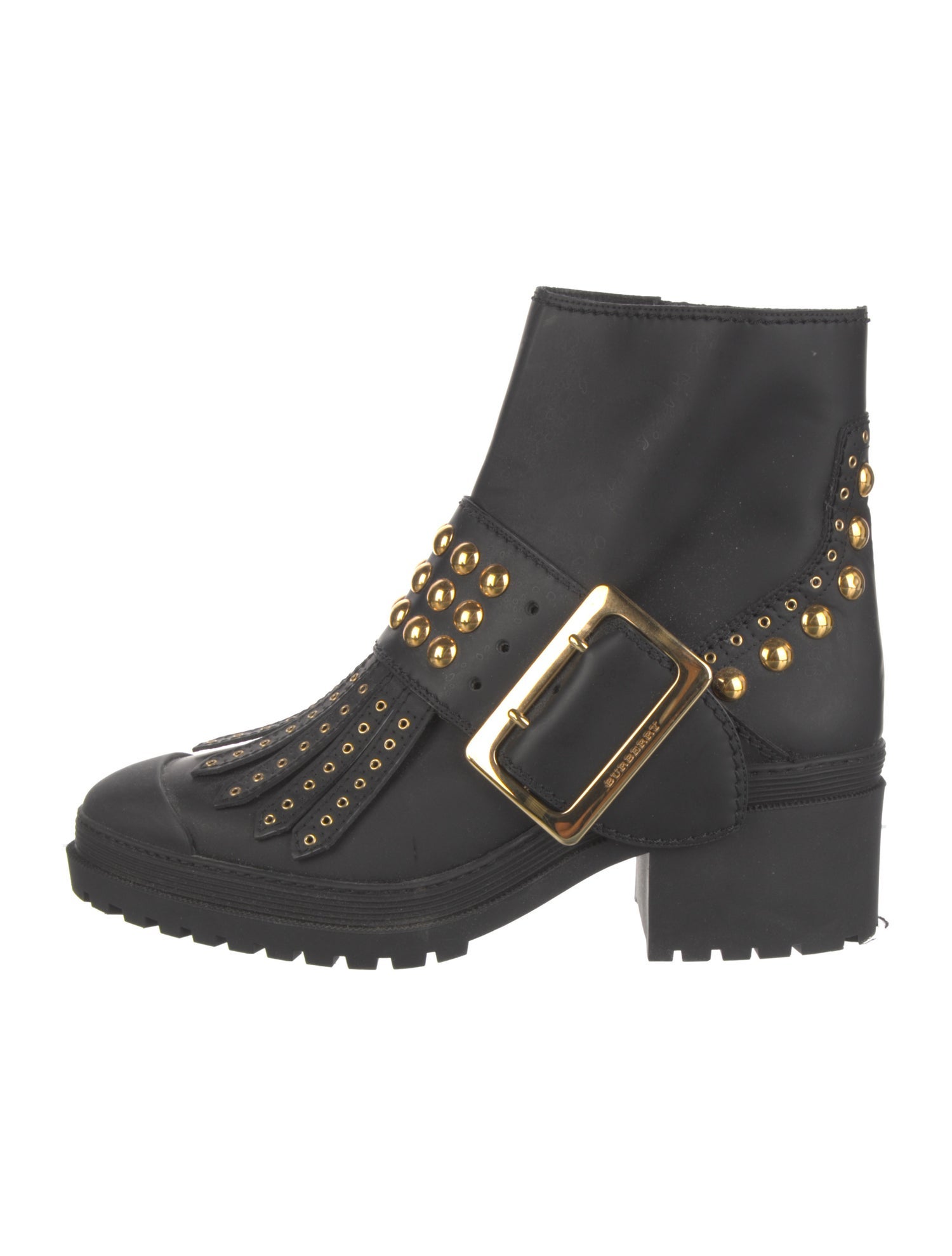 Burberry Leather Studded Accents Combat Boots
