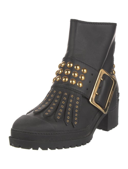 Burberry Leather Studded Accents Combat Boots