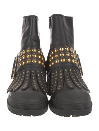Burberry Leather Studded Accents Combat Boots