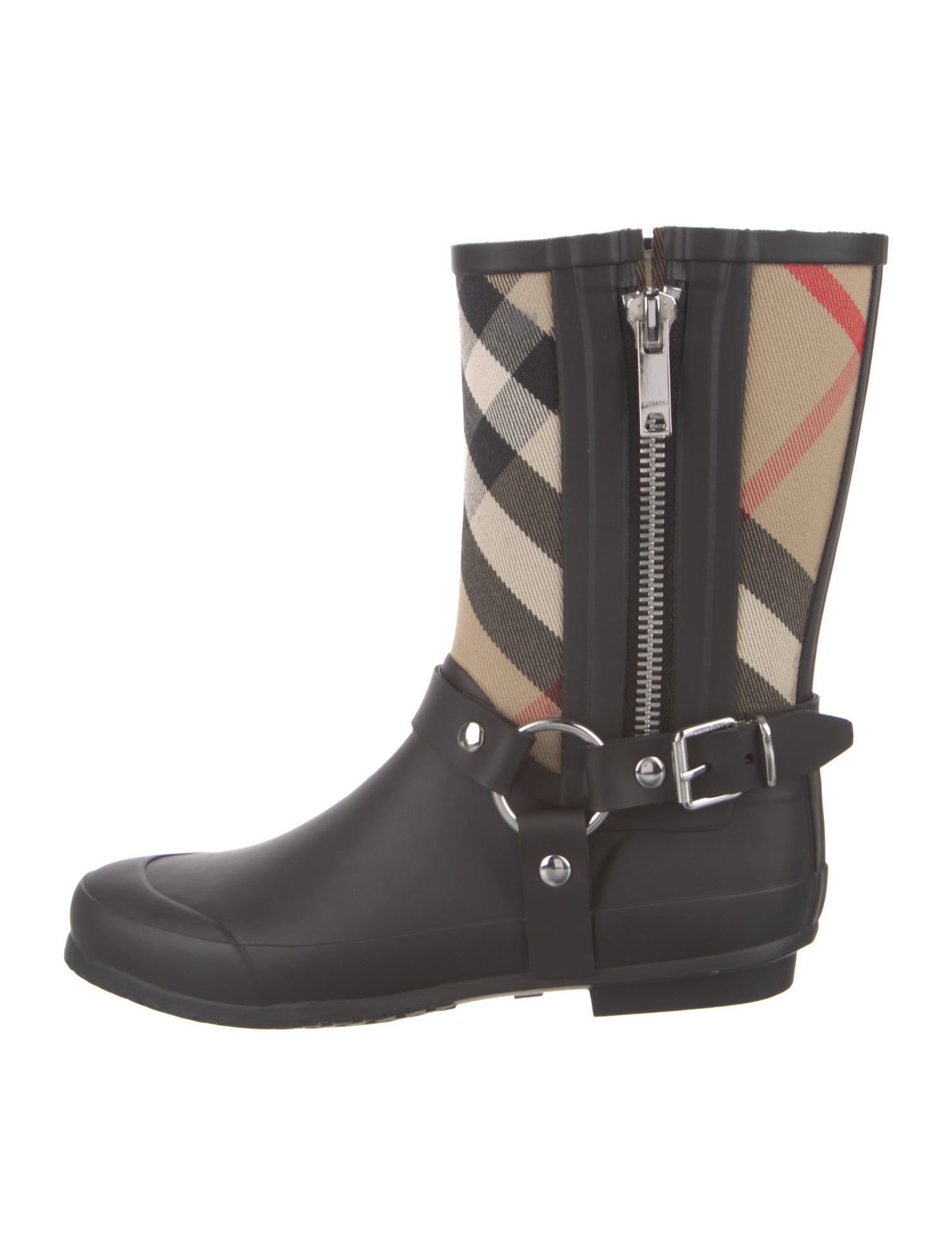 Burberry Nova Check Pattern Rubber Rain Boots