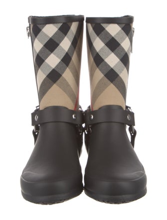 Burberry Nova Check Pattern Rubber Rain Boots