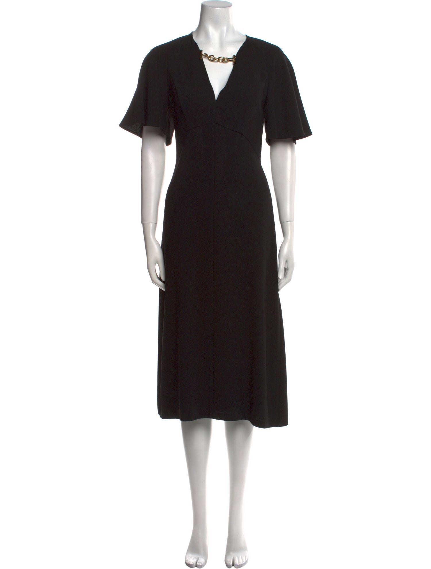 Burberry V-Neck Midi Length Dress