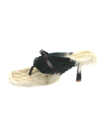 Burberry Velvet Fur Trim Slides