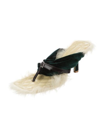 Burberry Velvet Fur Trim Slides