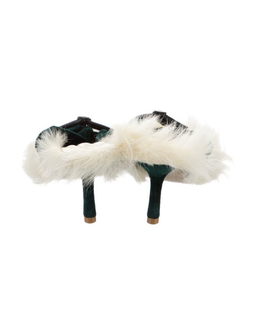 Burberry Velvet Fur Trim Slides