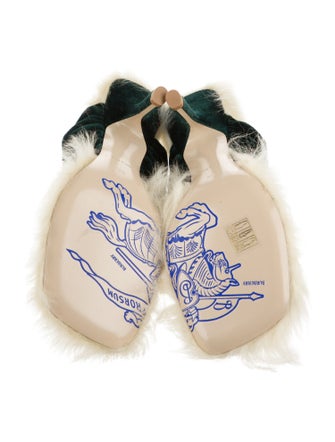 Burberry Velvet Fur Trim Slides