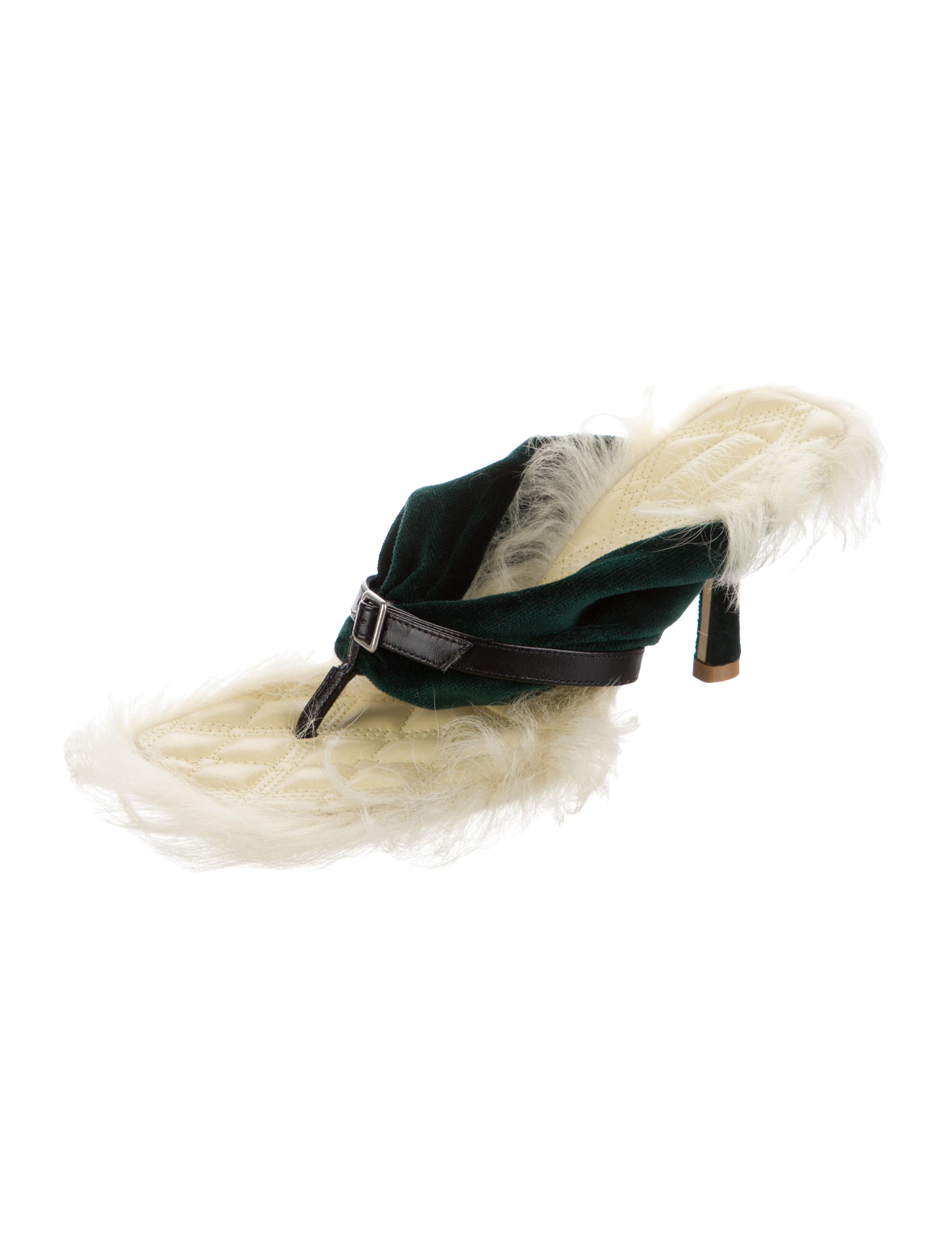 Burberry Velvet Fur Trim Slides