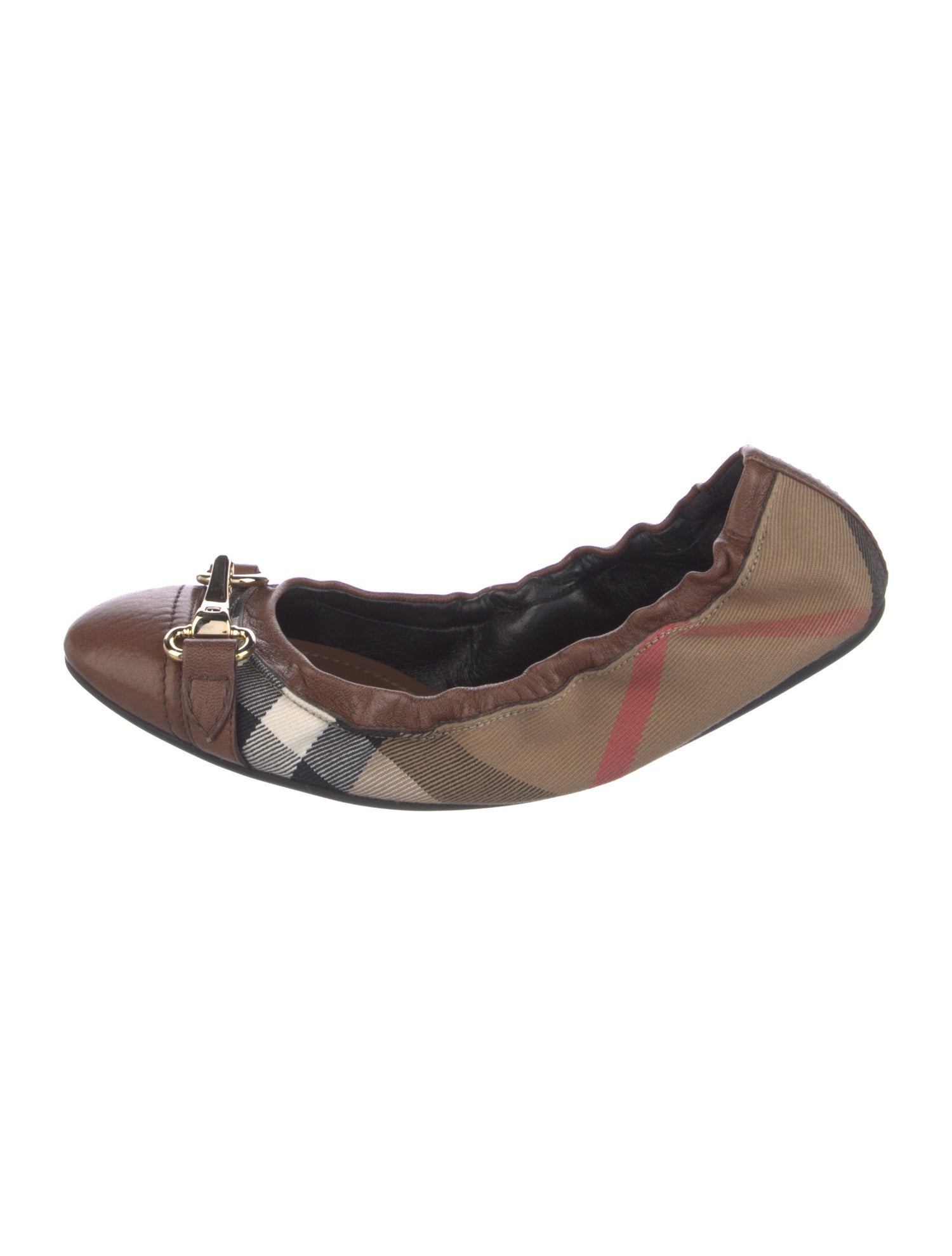 Burberry Canvas Plaid Print Ballet Flats