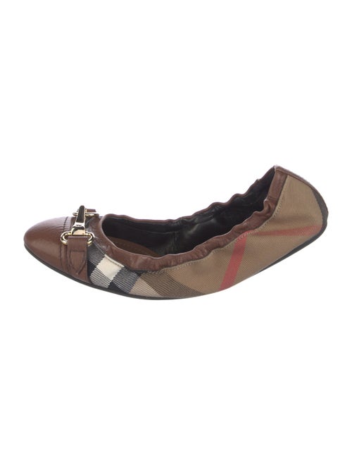 Burberry Canvas Plaid Print Ballet Flats