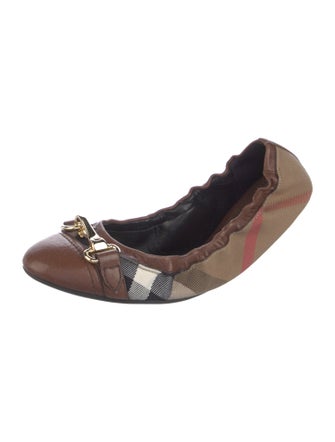 Burberry Canvas Plaid Print Ballet Flats