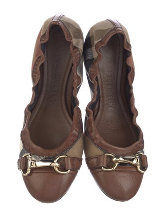 Burberry Canvas Plaid Print Ballet Flats