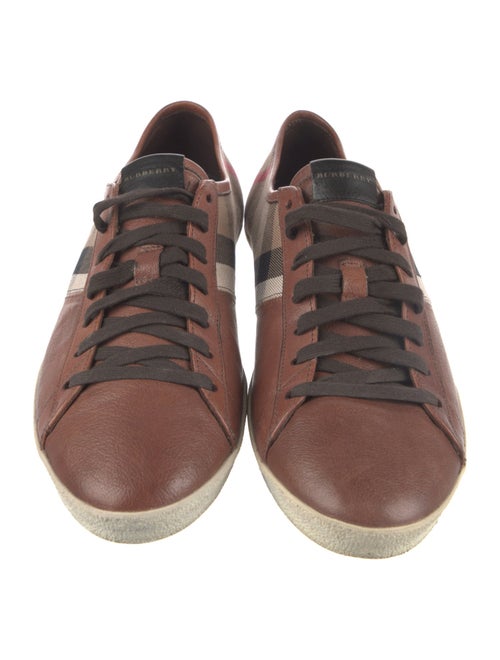 Burberry Leather Plaid Print Sneakers