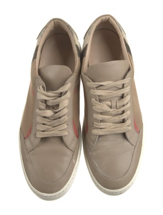 Burberry Leather Plaid Print Sneakers