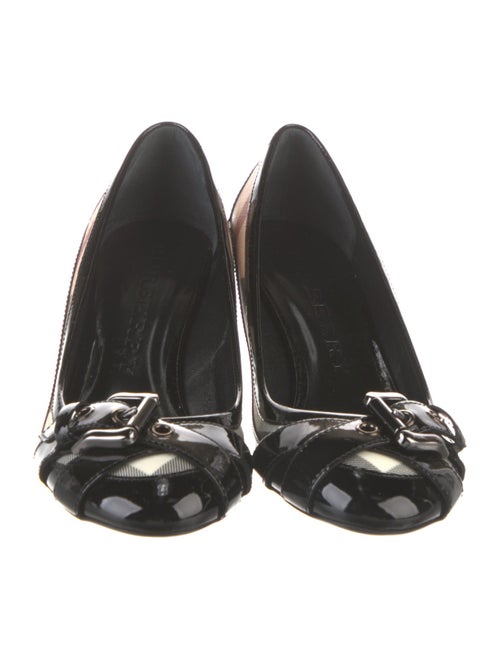 Burberry Nova Check Pattern Patent Leather Slingback Pumps