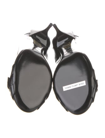 Burberry Nova Check Pattern Patent Leather Slingback Pumps