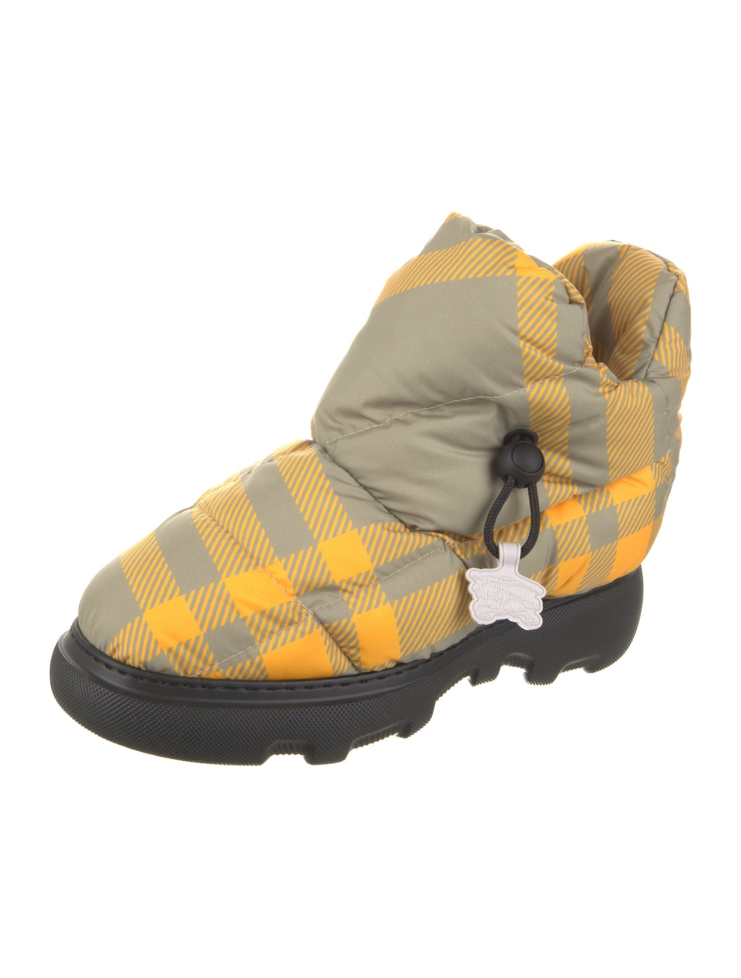 Burberry Nylon Plaid Print Hiking Boots
