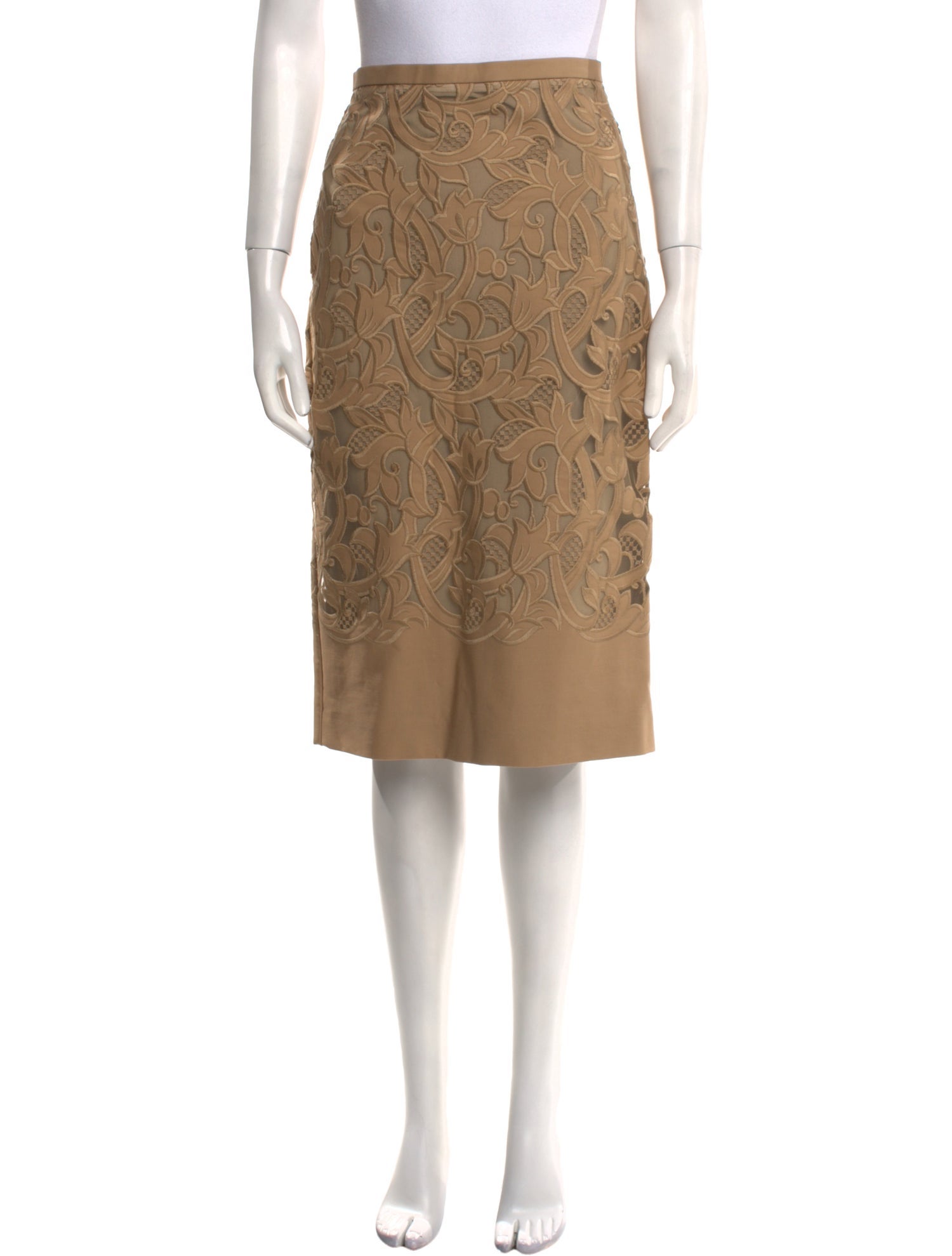 Burberry Prorsum Lace Pattern Knee-Length Skirt
