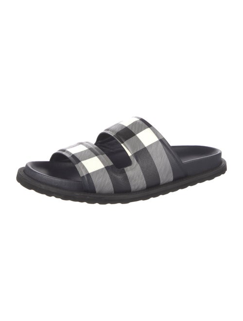 Burberry Saffiano Leather Plaid Print Slides
