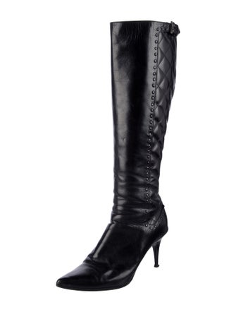 Burberry Leather Studded Accents Boots