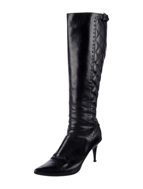 Burberry Leather Studded Accents Boots
