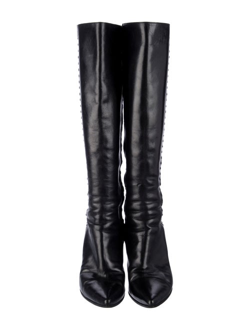 Burberry Leather Studded Accents Boots