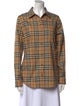 Burberry Plaid Print Long Sleeve Button-Up Top