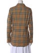 Burberry Plaid Print Long Sleeve Button-Up Top