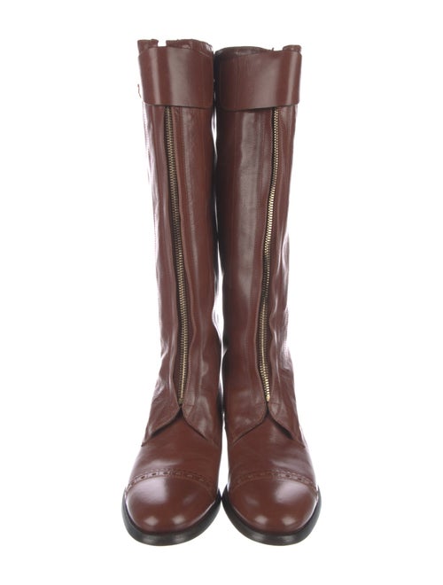 Burberry Leather Lasercut Accents Riding Boots