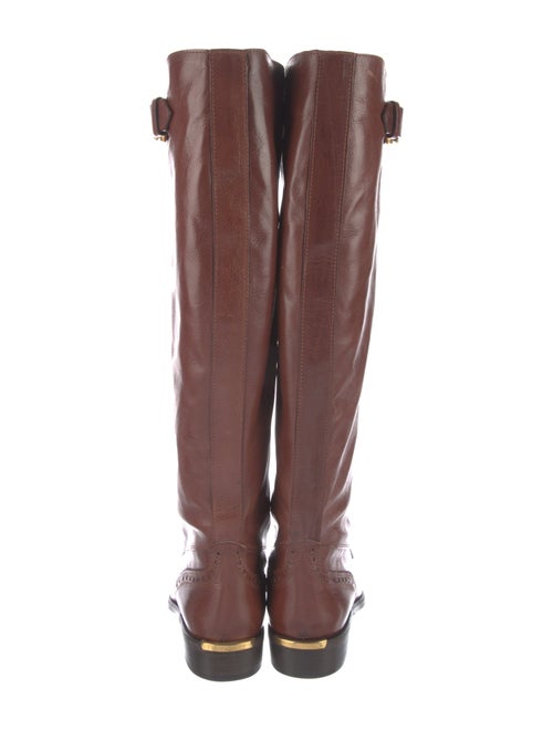 Burberry Leather Lasercut Accents Riding Boots