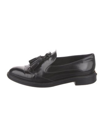 Burberry Patent Leather Tassel Accents Loafers