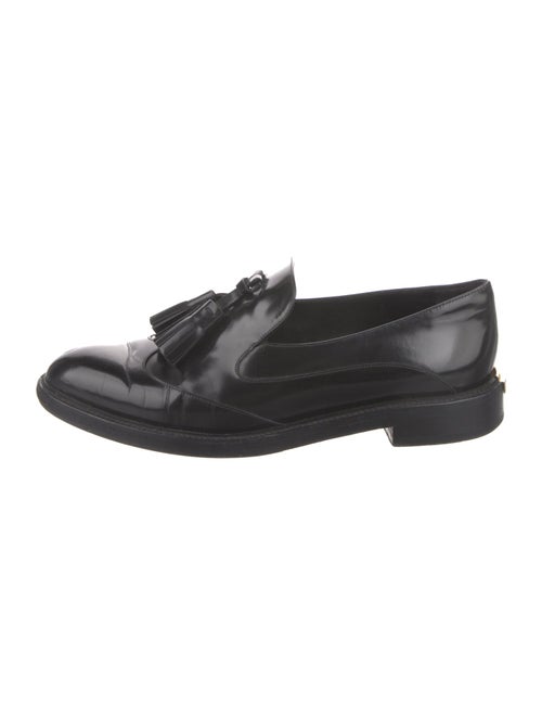 Burberry Patent Leather Tassel Accents Loafers