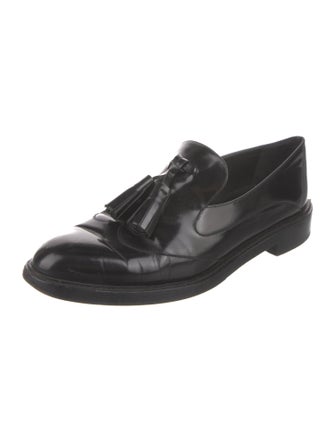 Burberry Patent Leather Tassel Accents Loafers
