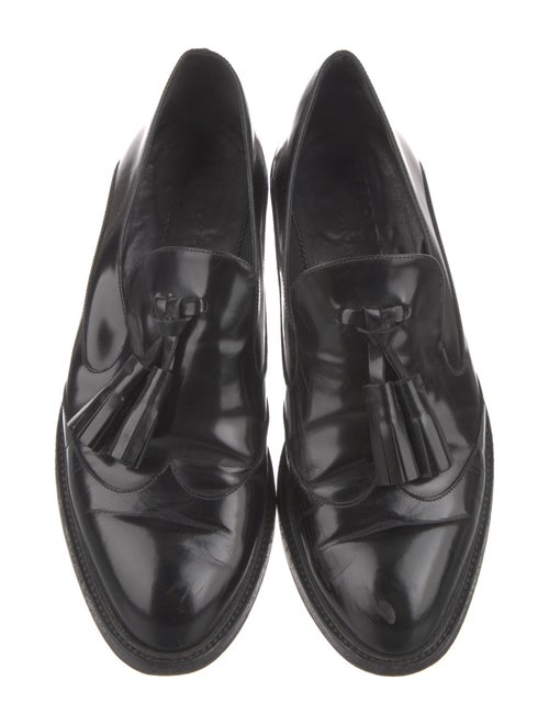 Burberry Patent Leather Tassel Accents Loafers