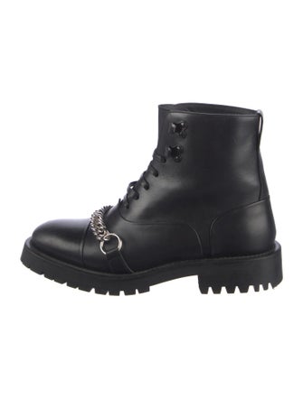 Burberry Leather Chain-Link Accents Combat Boots