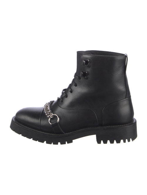 Burberry Leather Chain-Link Accents Combat Boots