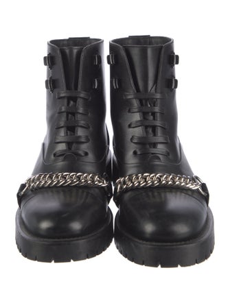 Burberry Leather Chain-Link Accents Combat Boots