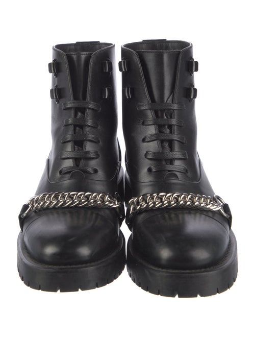 Burberry Leather Chain-Link Accents Combat Boots