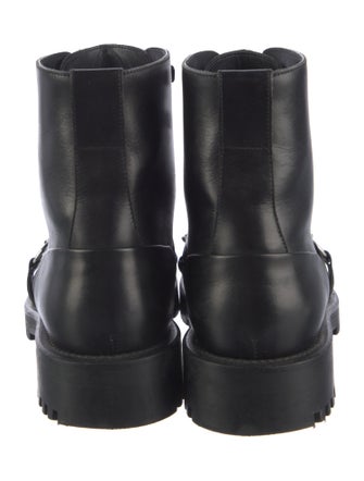 Burberry Leather Chain-Link Accents Combat Boots