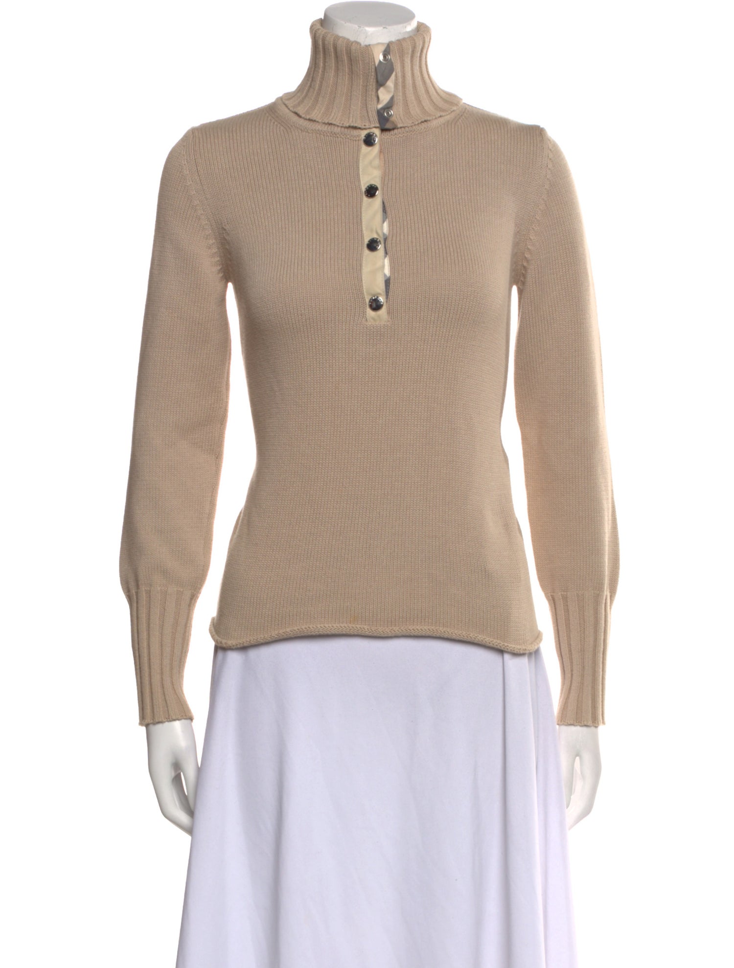Burberry Mock Neck Long Sleeve Top