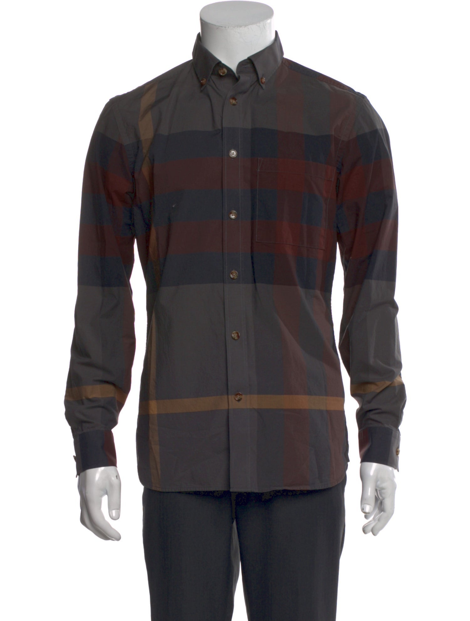 Burberry Plaid Print Long Sleeve Shirt
