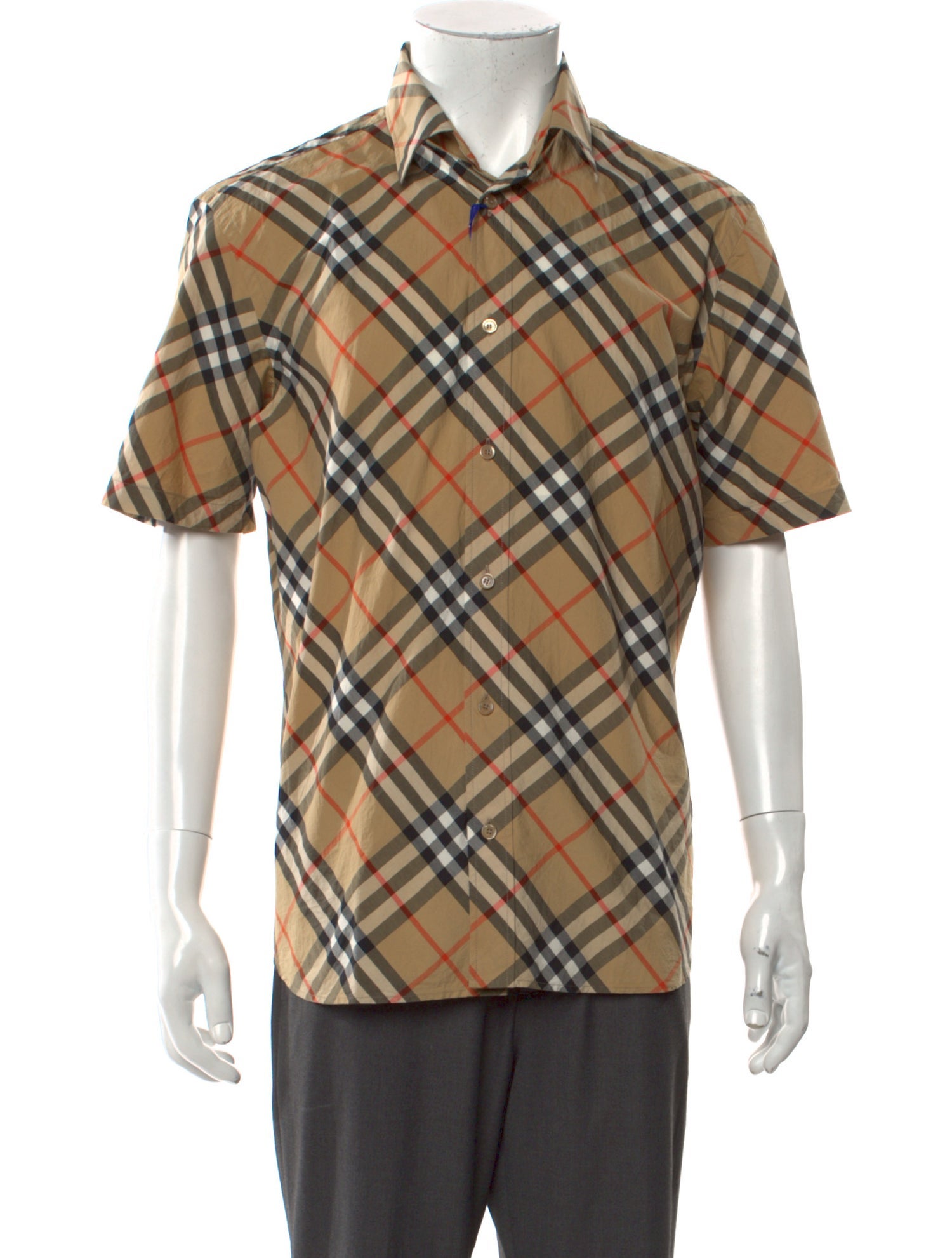 Burberry Plaid Print Short Sleeve Shirt w/ Tags