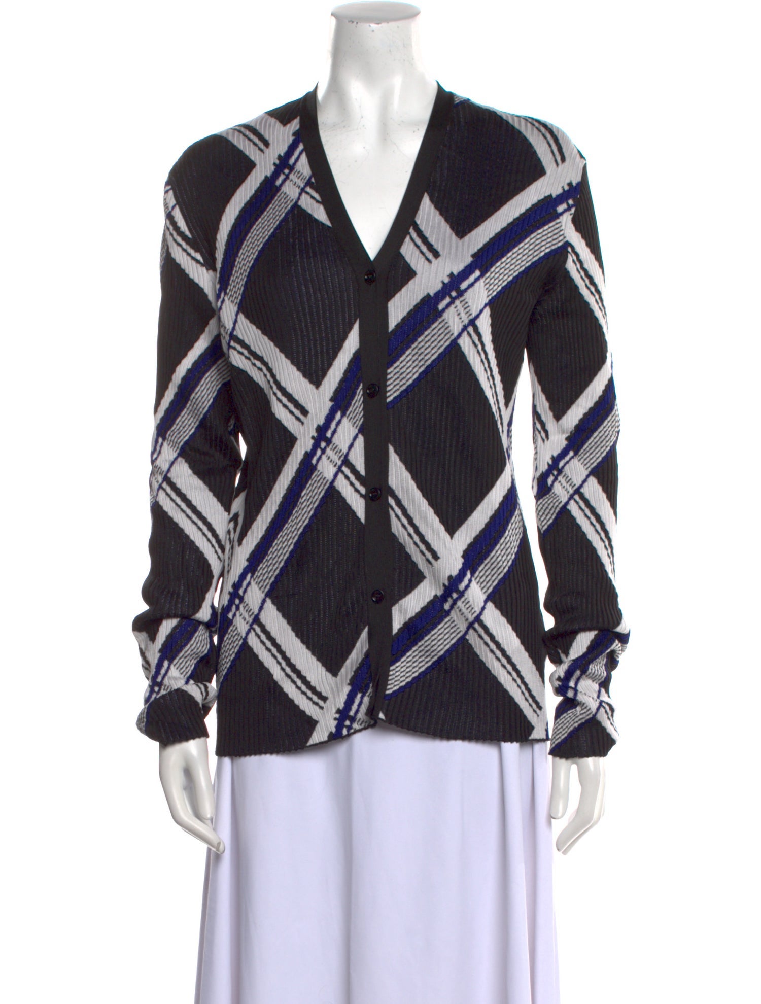 Burberry Silk Plaid Print Cardigan w/ Tags