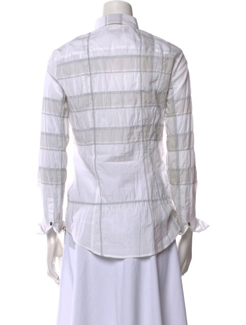 Burberry Brit Plaid Print Three-Quarter Sleeve Button-Up Top