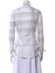 Burberry Brit Plaid Print Three-Quarter Sleeve Button-Up Top