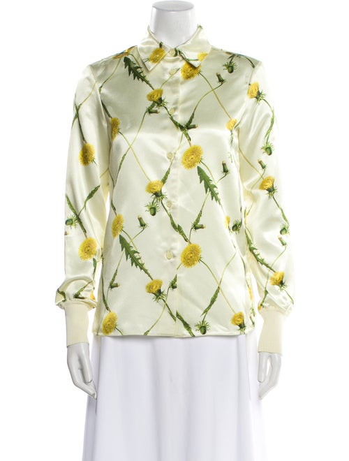 Burberry Printed Long Sleeve Button-Up Top